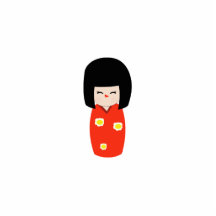 Muñeca de Kokeshi con el kimono rojo Escultura Fotográfica