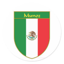 Munoz Mexico Flag Shield stickers by NameGame Munoz Mexico Flag Shield stickers