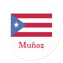 Munoz Puerto Rican Flag Round Stickers