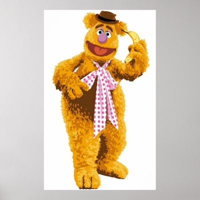 Muppets Fozzie Bear standing holding banana Disney posters