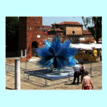 Murano, Italy Clock tower and Glass sculpture postcards