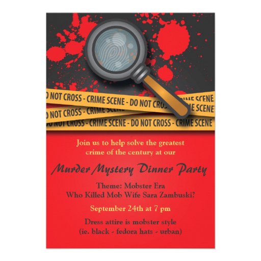 Murder Mystery Dinner Party Invitation 5" X 7" Invitation Card Zazzle