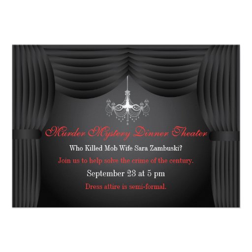 Murder Mystery Dinner Theater Party Invitation