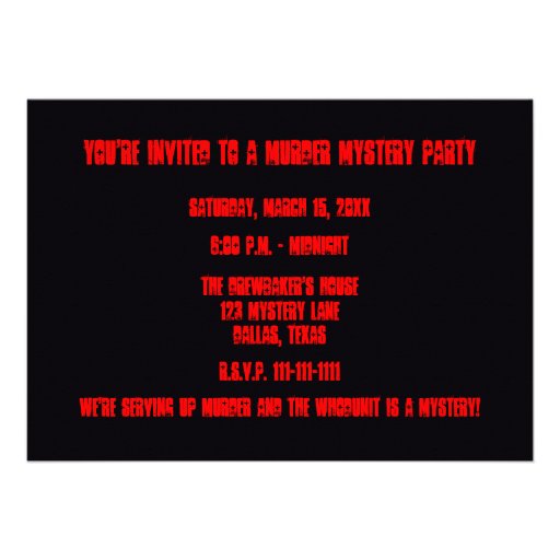 Murder Mystery Party Invitation - Serving Murder
