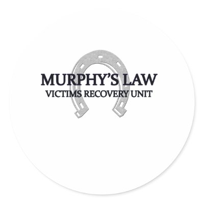 murphys law round sticker by trish1968