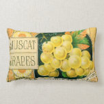 Muscat Grapes, Vintage Fruit Crate Label Art Throw Pillow