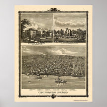 Muscatine City, IA Panoramic Map - 1875 Print