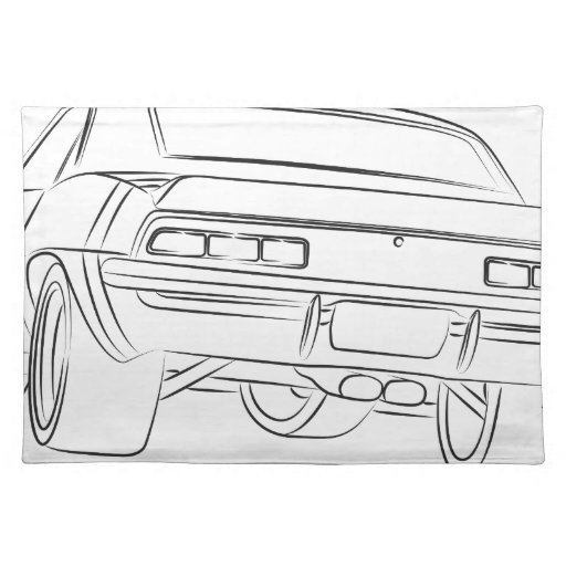 Muscle car drawing placemats | Zazzle