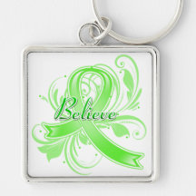 Muscular Dystrophy Believe Flourish Ribbon Key Chains