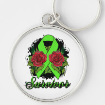 Muscular Dystrophy Survivor Rose Grunge Tattoo Keychains