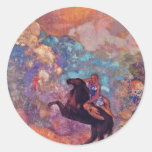 Muse On Pegasus By Redon Odilon (Best Quality) Round Sticker