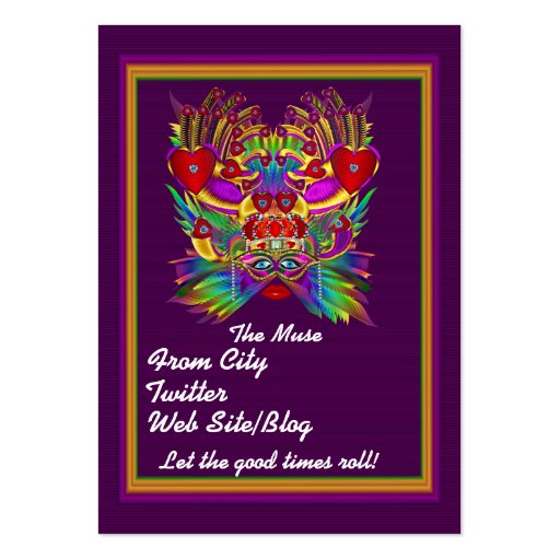 Muse Queen Mardi Gras Throw Card See notes Business Card Template (back side)