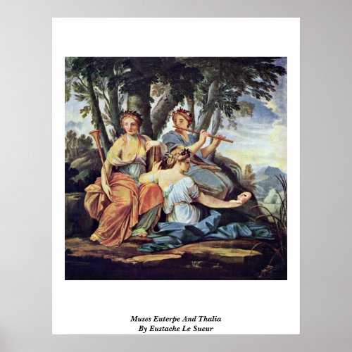 Muses Euterpe And Thalia By Eustache Le Sueur Print
