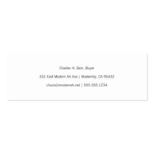 Museum Minimal Center Front and Back Two Business Card (back side)