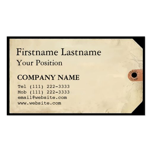 Museum Tag Business Card Templates (front side)