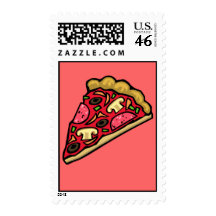 Mushroom and pepperoni pizza slice stamp