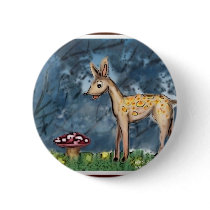mushroom eating baby deer pinback button