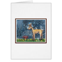 mushroom eating baby deer card
