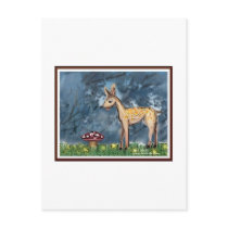 mushroom eating baby deer postcards