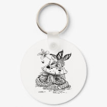 mushroom farie and sleeping dragon tshirt keychains by jshamburgerstudio mushroom farie and sleeping dragon tshirt keychains