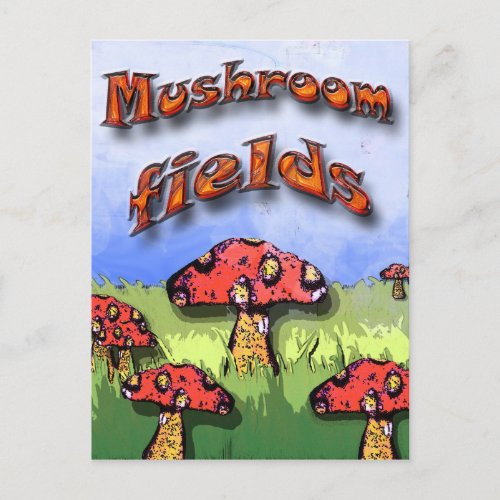 mushroom fields postcard