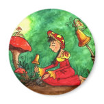 Mushroom Garden Party Painting Refrigerator Magnets
