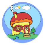 Mushroom House Round Sticker