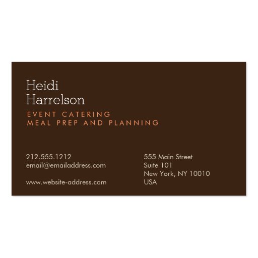Mushroom Illustration Brown/Tan - Catering, Chef Business Card Templates (back side)