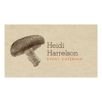 Mushroom Illustration Brown/Tan - Catering, Chef Business Card Templates