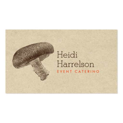 Mushroom Illustration Brown/Tan - Catering, Chef Business Card Templates (front side)