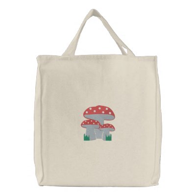 Mushroom Patch Fantasy Fae Fairy Design 1 Embroidered Tote Bags by mrssocolov4
