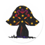 mushroom stars round sticker