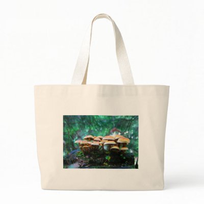 mushroom village tote bags by Eyefish
