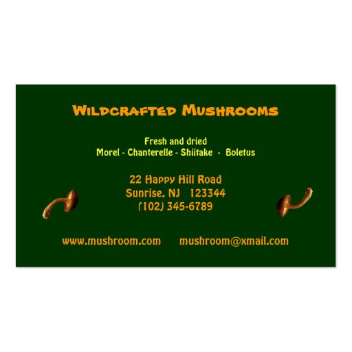 Mushrooms Business Card (back side)