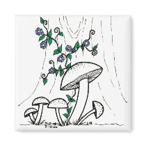 Mushrooms & Morning Glories magnet magnets