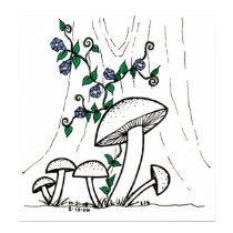 Mushrooms & Morning Glories print