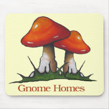 Mushrooms, Toadstools: Gnome Homes: Freehand Art Mousepads