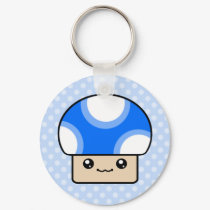 Mushy Puffs Blue Kawaii Mushroom Keychain by megakawaii Mushy Puffs Blue Kawaii Mushroom Keychain