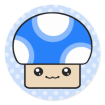 Mushy Puffs Blue Kawaii Mushroom Stickers