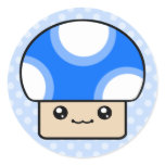 Mushy Puffs Blue Kawaii Mushroom Stickers