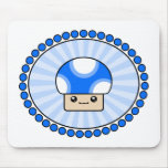 Mushy Puffs Kawaii Mushroom Blue Mousepad
