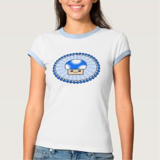 Mushy Puffs Kawaii Mushroom Blue T-Shirt shirt
