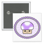 Mushy Puffs Kawaii Mushroom Purple Button
