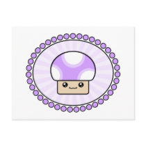 Mushy Puffs Kawaii Mushroom Purple Postcard