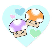 Mushy Puffs Mushroom Kawaii Heart Stickers