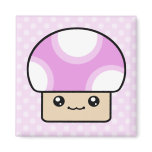 Mushy Puffs Pink Kawaii Mushroom Magnet