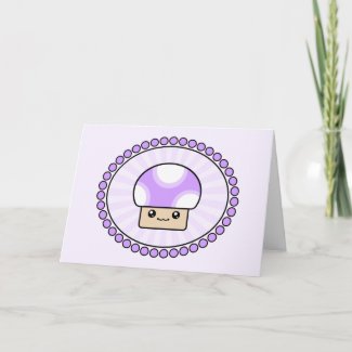Mushy Puffs Purple Kawaii Mushroom Birthday Card card