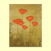 Music and Poppies postcards