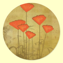 Music and Poppies stickers