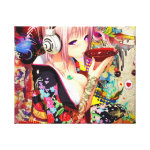 Music Anime Girl Stretched Canvas Print Music Anime Girl Stretched Canvas Print